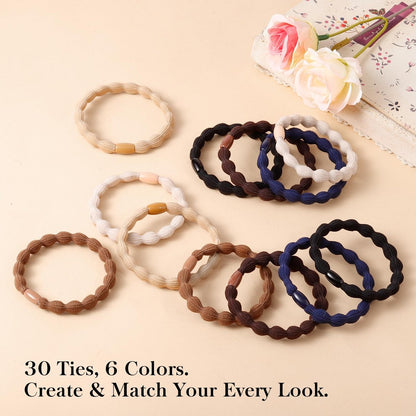 CZZXI 30Ct Hair Ties & Ponytail Holders for Thick Hair, 8mm Wide Gentle Elastics, 3X Stronger with All-Day Comfort, Hair Accessories for Women & Men Avelisse