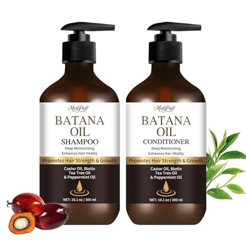 Batana Oil Shampoo & Conditioner Set for Hair Growth & Thickening - with Biotin, Keratin, Tea Tree & Rosemary - Strengthens & Volumizes Thin Hair - Daily Hair Care for Men & Women Avelisse