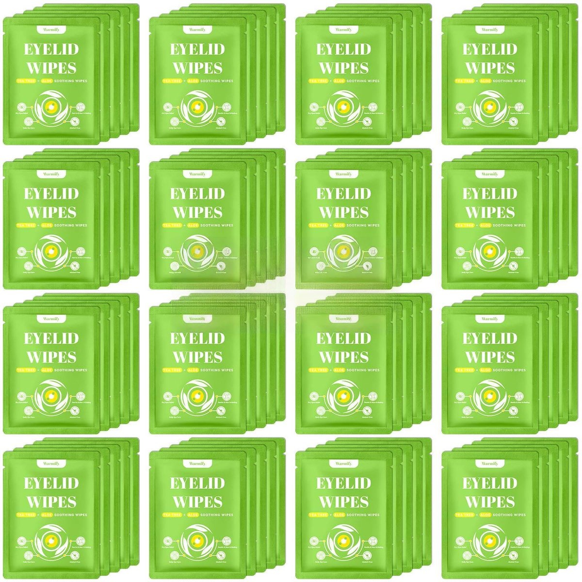 80 Pcs Eyelid Wipes with Tea Tree Oil, Individually Wrapped Eye Lid Cleansing Wipes for Sensitive Eyes, Alcohol-Free Daily Eyelid Cleanser & Gentle Eye Care - görsel 1