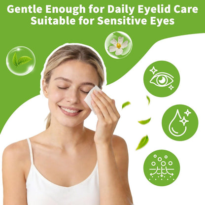 80 Pcs Eyelid Wipes with Tea Tree Oil, Individually Wrapped Eye Lid Cleansing Wipes for Sensitive Eyes, Alcohol-Free Daily Eyelid Cleanser & Gentle Eye Care