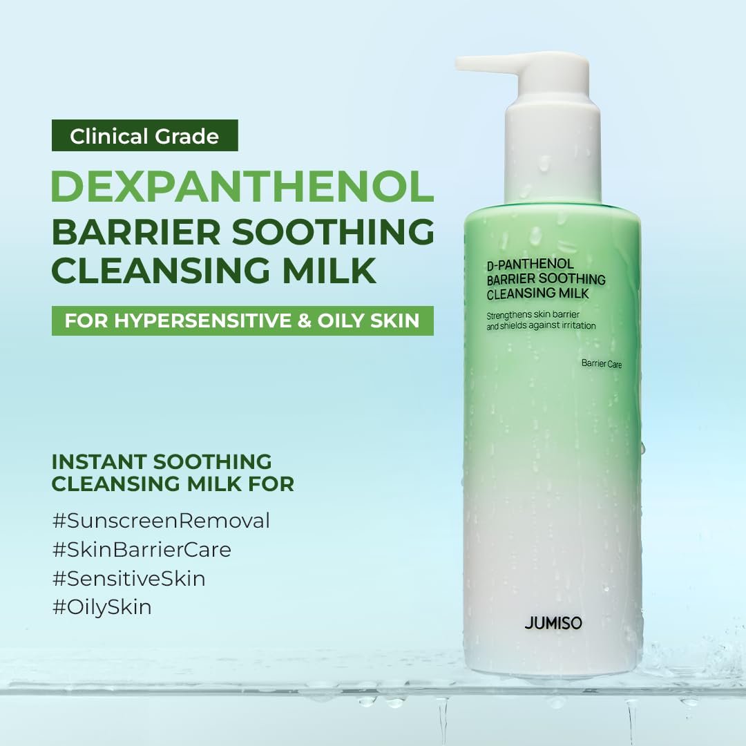 JUMISO D-Panthenol Barrier Soothing Cleansing Milk – 300ml Gentle First Cleanser with 5-Ceramide for Sensitive Skin Avelisse