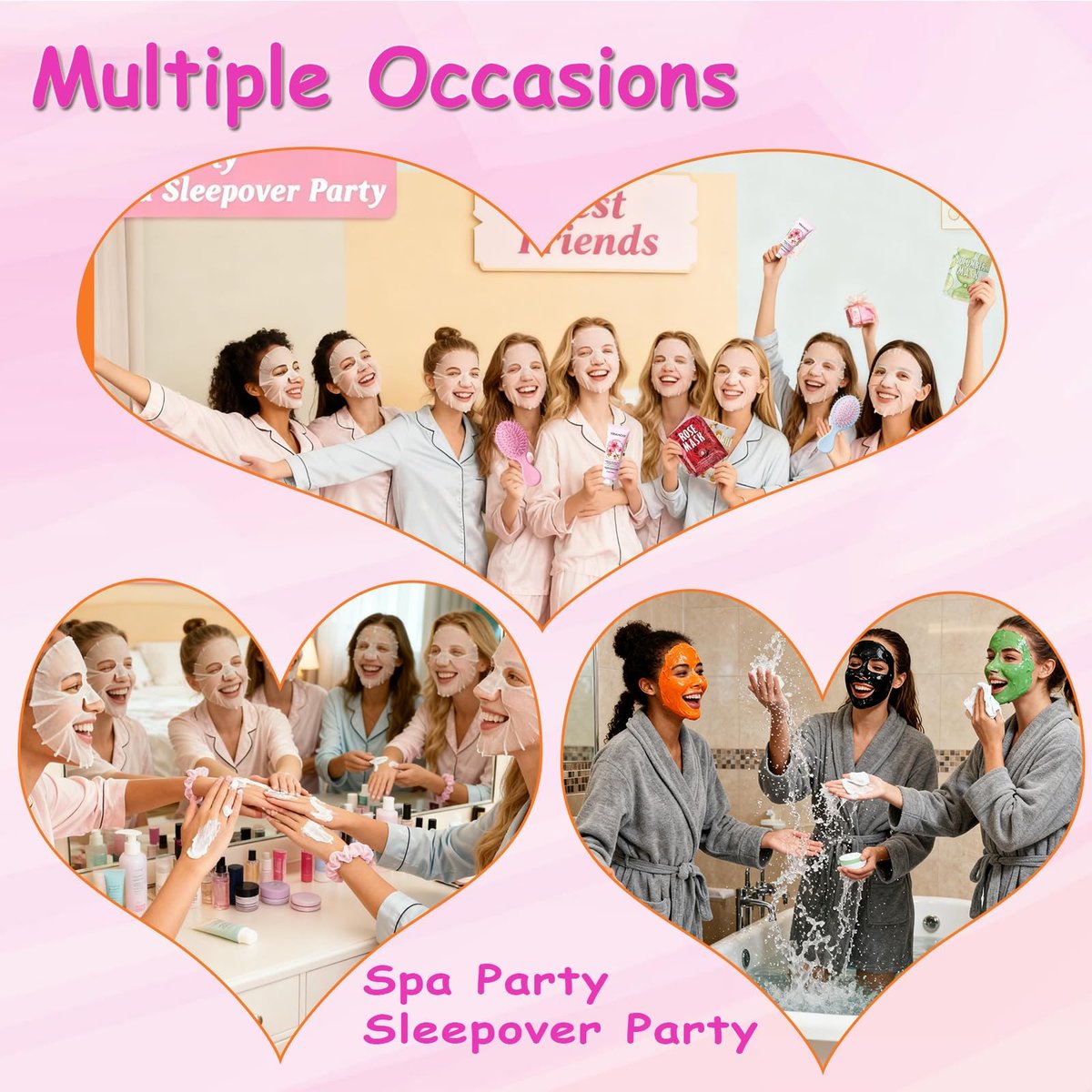 130 Pcs Spa Party Supplies for Women – Face Masks, Hand Cream, Lip Balm, & More – Pink Sleepover Birthday Favor Kit Avelisse