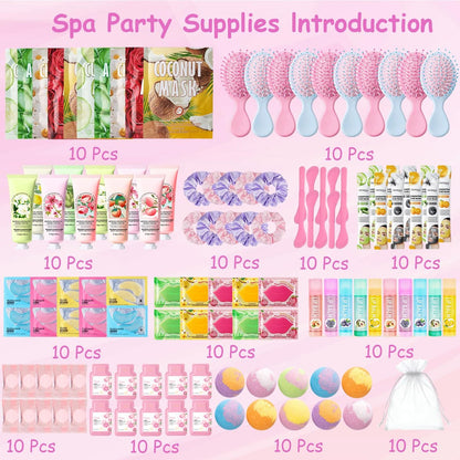 130 Pcs Spa Party Supplies for Women – Face Masks, Hand Cream, Lip Balm, & More – Pink Sleepover Birthday Favor Kit Avelisse