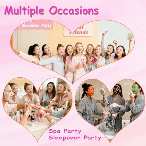 130 Pcs Spa Party Supplies for Women – Face Masks, Hand Cream, Lip Balm, & More – Pink Sleepover Birthday Favor Kit Avelisse