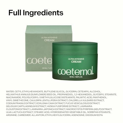 coeternal Ultra Intensive Cream – Hydrating Korean Face Moisturizer with Niacinamide, Arginine & Algae11 Extracts, Non-Greasy Barrier Cream for Dry, Oily or Sensitive Skin, 50ml / 1.69 fl.oz. Avelisse