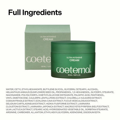 coeternal Ultra Intensive Cream – Hydrating Korean Face Moisturizer with Niacinamide, Arginine & Algae11 Extracts, Non-Greasy Barrier Cream for Dry, Oily or Sensitive Skin, 50ml / 1.69 fl.oz. Avelisse