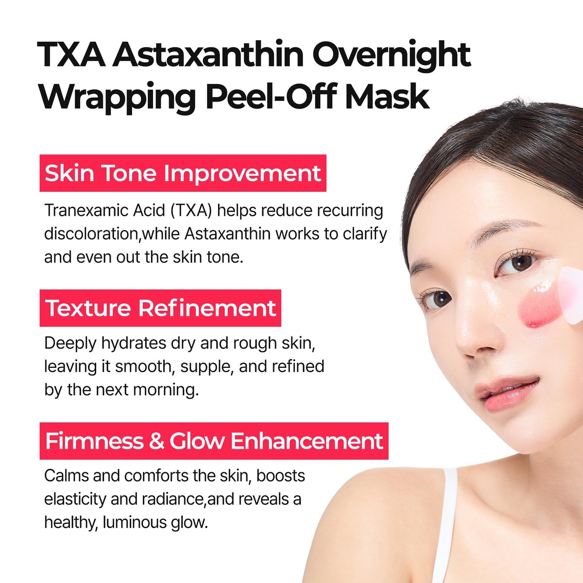 Dr.Melaxin TX Astaxanthin Overnight Wrapping Peel-Off Mask – Skin Tone Improving, Hydrating & Firming Face Mask for Glow & Texture Refinement, 3.58 oz - görsel 5