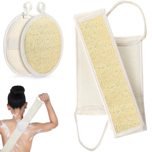 Natural Loofah Back Scrubber for Shower - Exfoliating Body Scrubber Set for Women and Men - Deep Clean Your Body and Back - 2 Pack Avelisse