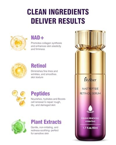 NAD+ Retinol Collagen Face Serum: Anti-Aging Peptide Serum for Tightening Skin, Reducing Wrinkles & Fine Lines, Hydrating for Radiant Glow Avelisse