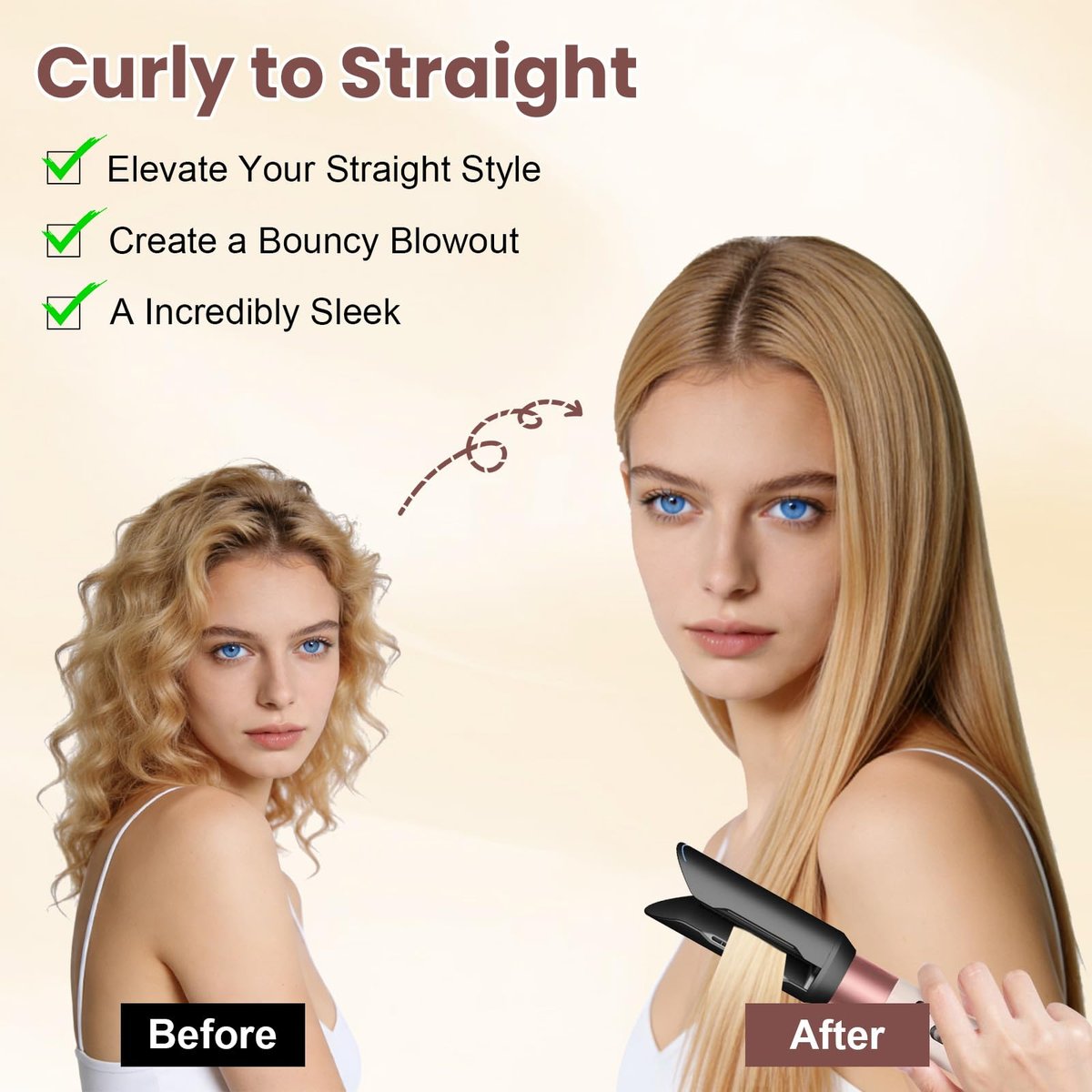 DrFlito Hair Smooth Attachment Compatible with Dyson Airwrap – Gentle Airflow Smooth Nozzle for Sleek Straight Finish Avelisse