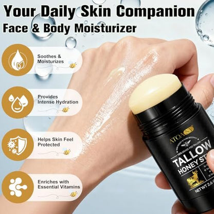 NIFEISHI Organic Beef Tallow for Skin - 100% Grass Fed Beef Tallow & Honey Balm Stick for Face and Body, Natural Moisturizer for Dry & Sensitive Skin, 2.6 FL Oz Avelisse