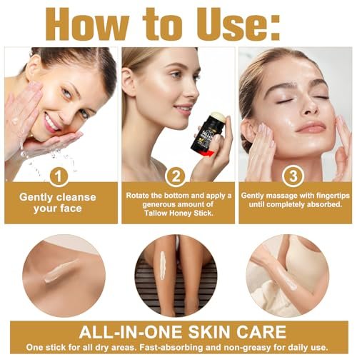 NIFEISHI Organic Beef Tallow for Skin - 100% Grass Fed Beef Tallow & Honey Balm Stick for Face and Body, Natural Moisturizer for Dry & Sensitive Skin, 2.6 FL Oz Avelisse