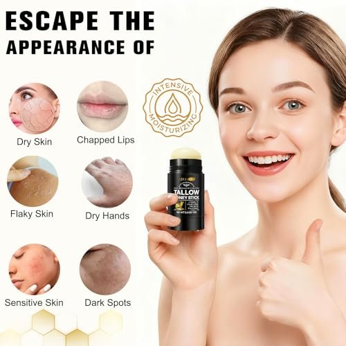 NIFEISHI Organic Beef Tallow for Skin - 100% Grass Fed Beef Tallow & Honey Balm Stick for Face and Body, Natural Moisturizer for Dry & Sensitive Skin, 2.6 FL Oz Avelisse