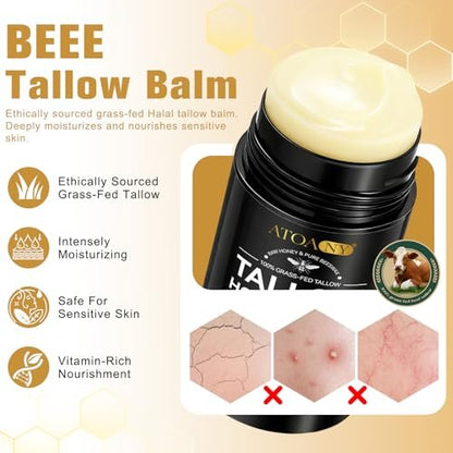 NIFEISHI Organic Beef Tallow for Skin - 100% Grass Fed Beef Tallow & Honey Balm Stick for Face and Body, Natural Moisturizer for Dry & Sensitive Skin, 2.6 FL Oz Avelisse