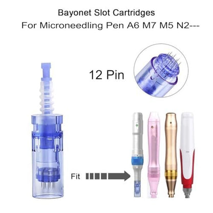 12-Pin Microneedling Pen Cartridges (0.25mm, 10-Pack) for Dr. Pen A6, N2, M5, M7 – At-Home Skincare Avelisse