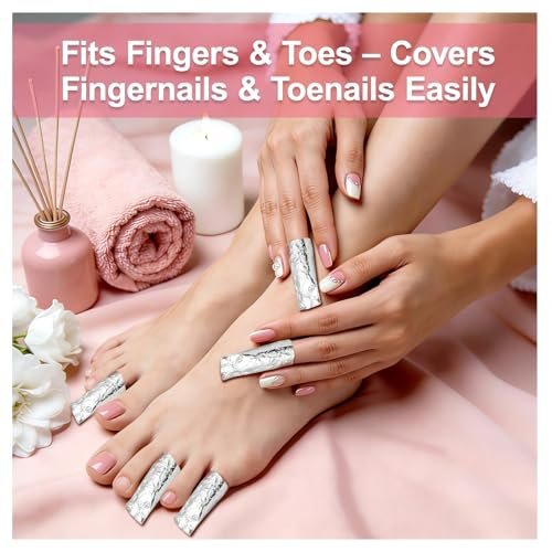 HIWRBDTI 400 PCS Nail Foil Wraps with Pre-Attached Lint-Free Cotton Pads - 2.56 x 3.54 Inches Soak Off Foils for Gel Nail Polish Remover, Home and Salon Use - görsel 8