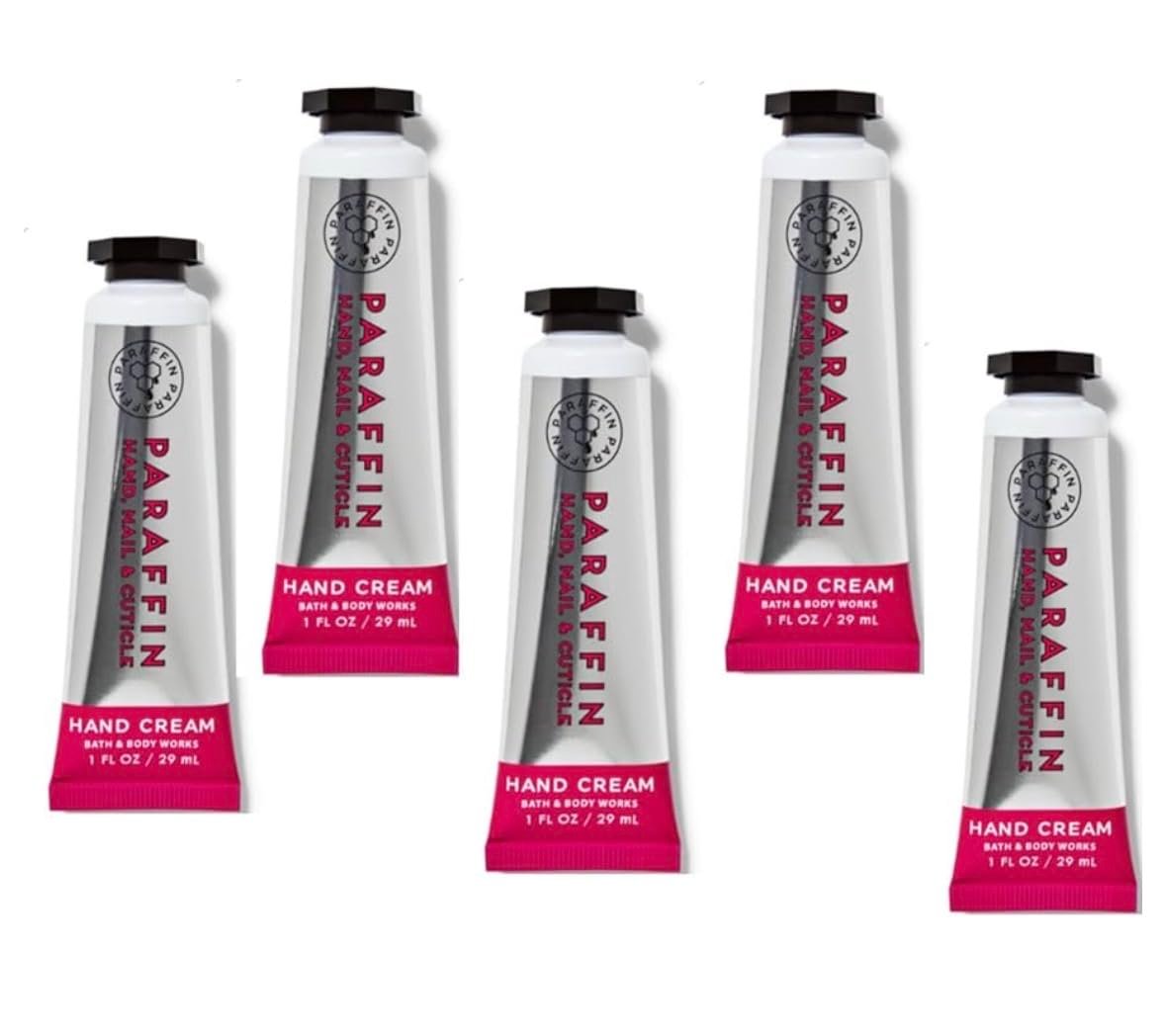 Bath & Body Works Paraffin Hand, Nail & Cuticle Hand Cream – 5-Pack, 1 fl oz Tubes – with Avocado Oil, Shea Butter & Vitamin E Avelisse