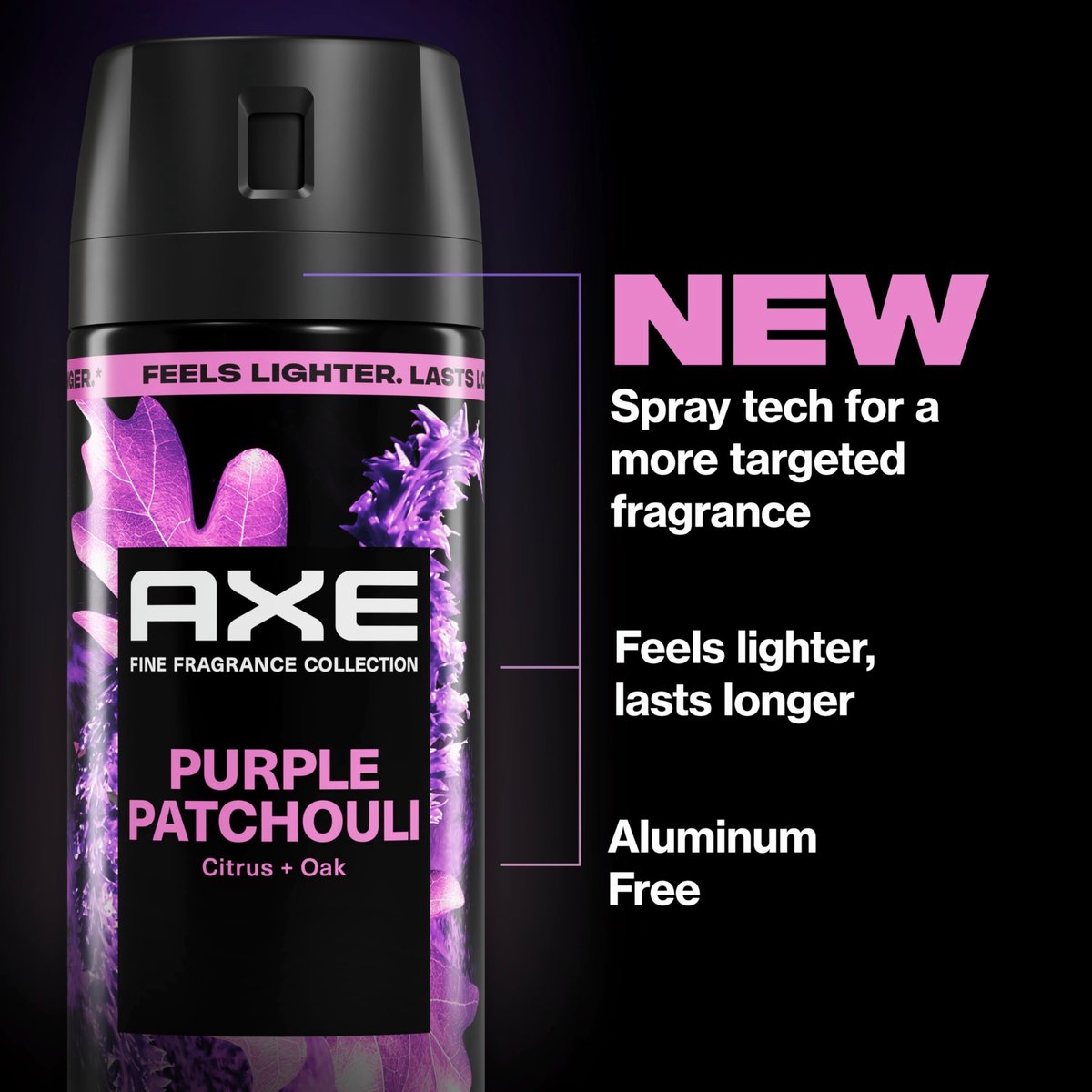 AXE Fine Fragrance Collection Body Spray Purple Patchouli 72 Hour Freshness Aluminum Free 2.9 oz - görsel 7