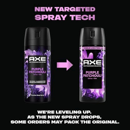 AXE Fine Fragrance Collection Body Spray Purple Patchouli 72 Hour Freshness Aluminum Free 2.9 oz