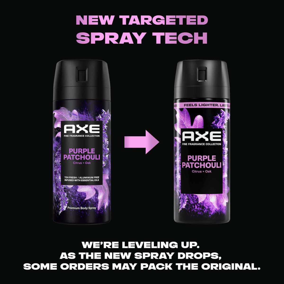 AXE Fine Fragrance Collection Body Spray Purple Patchouli 72 Hour Freshness Aluminum Free 2.9 oz - görsel 5