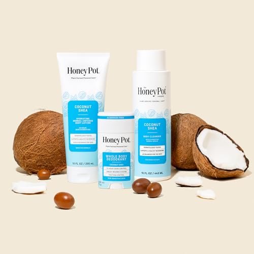 Honey Pot Whole Body Coconut Shea Butter Deodorant - Aluminum-Free, 72-Hour Odor Control, Sweat-Wicking, No Parabens or Sulfates, 2.65 Oz Avelisse