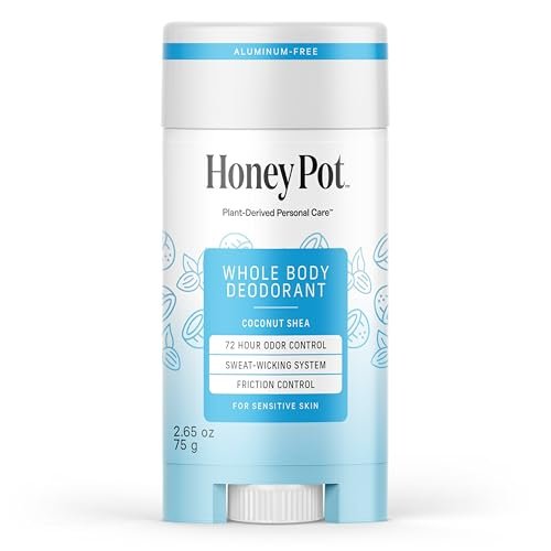 Honey Pot Whole Body Coconut Shea Butter Deodorant - Aluminum-Free, 72-Hour Odor Control, Sweat-Wicking, No Parabens or Sulfates, 2.65 Oz Avelisse