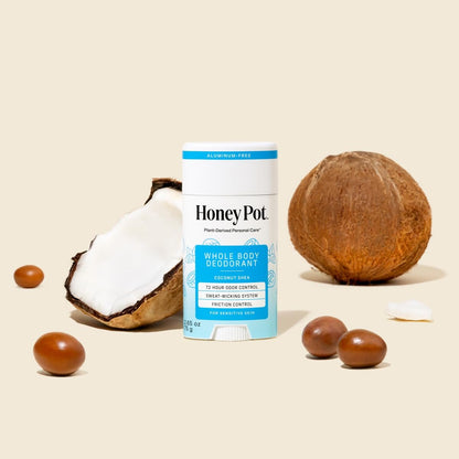 Honey Pot Whole Body Coconut Shea Butter Deodorant - Aluminum-Free, 72-Hour Odor Control, Sweat-Wicking, No Parabens or Sulfates, 2.65 Oz Avelisse