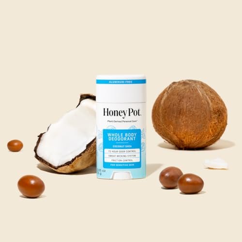 Honey Pot Whole Body Coconut Shea Butter Deodorant - Aluminum-Free, 72-Hour Odor Control, Sweat-Wicking, No Parabens or Sulfates, 2.65 Oz Avelisse