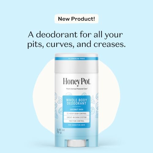 Honey Pot Whole Body Coconut Shea Butter Deodorant - Aluminum-Free, 72-Hour Odor Control, Sweat-Wicking, No Parabens or Sulfates, 2.65 Oz Avelisse