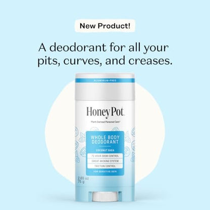 Honey Pot Whole Body Coconut Shea Butter Deodorant - Aluminum-Free, 72-Hour Odor Control, Sweat-Wicking, No Parabens or Sulfates, 2.65 Oz Avelisse