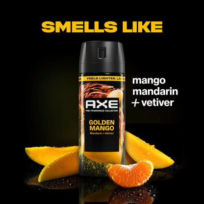 AXE Fine Fragrance Collection Body Spray Golden Mango – 72 Hour Freshness, Aluminum Free, 2.9 oz