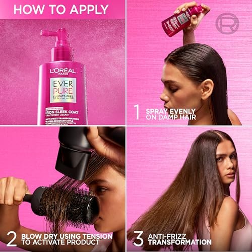 L'Oreal Paris EverPure Sulfate Free Iron Sleek Coat Hair Treatment - Frizz Control & Humidity Protection, Semi-Permanent Smoothing, 5.1 fl oz - görsel 11
