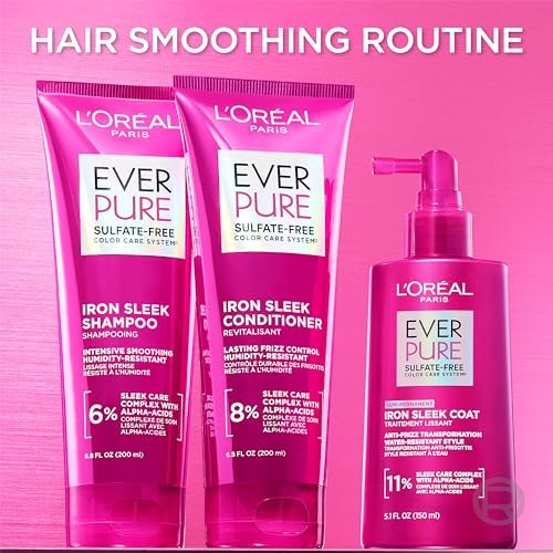 L'Oreal Paris EverPure Sulfate Free Iron Sleek Coat Hair Treatment - Frizz Control & Humidity Protection, Semi-Permanent Smoothing, 5.1 fl oz - görsel 5
