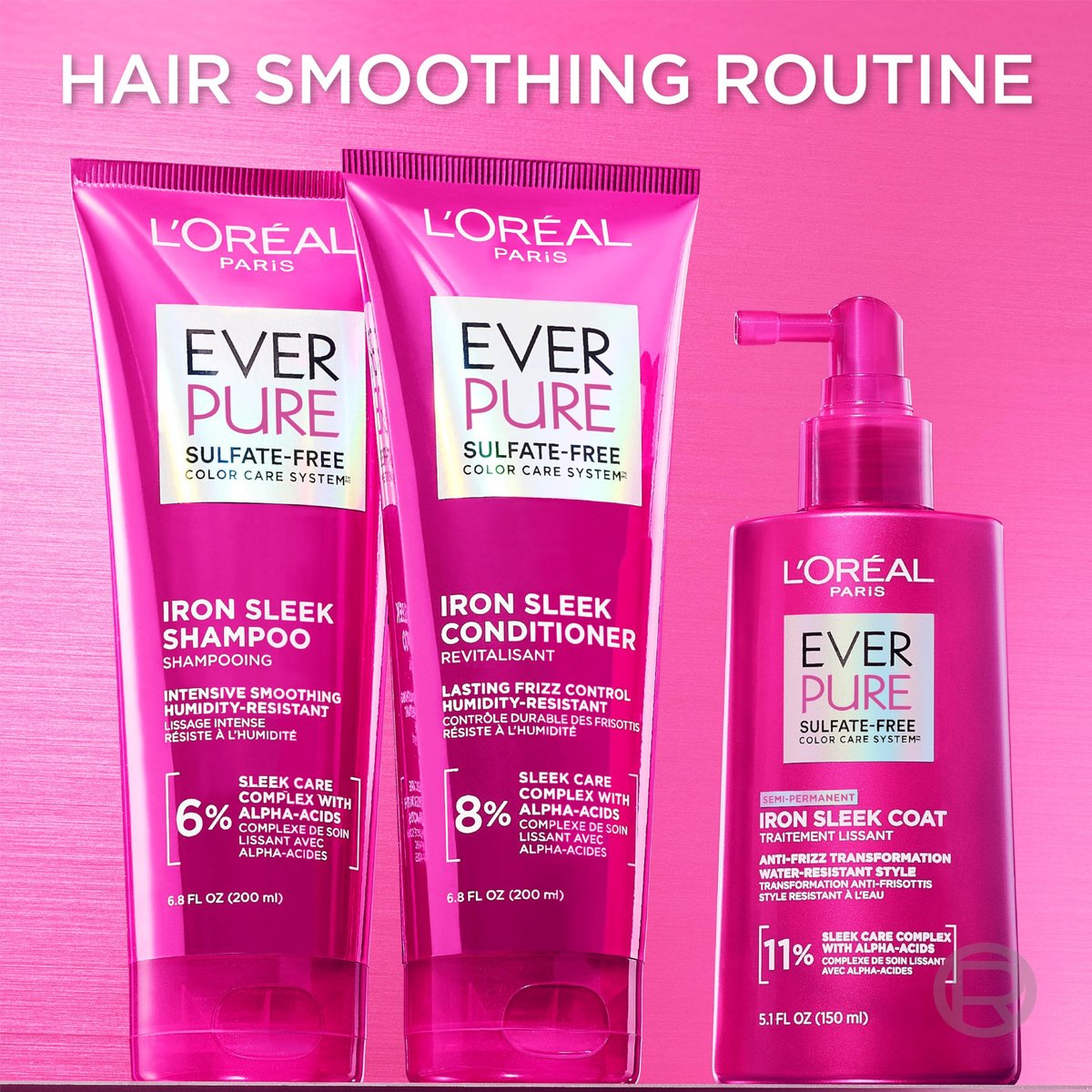 L'Oreal Paris EverPure Sulfate Free Iron Sleek Coat Hair Treatment - Frizz Control & Humidity Protection, Semi-Permanent Smoothing, 5.1 fl oz - görsel 6