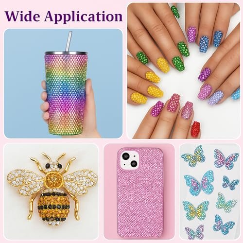 40 Colors Flatback Resin Jelly Rhinestones - 3mm 32000 Pieces with B7000 Glue for Bedazzling, Crafting, Clothing, Shoes, Nail Art, Diamond Art Avelisse