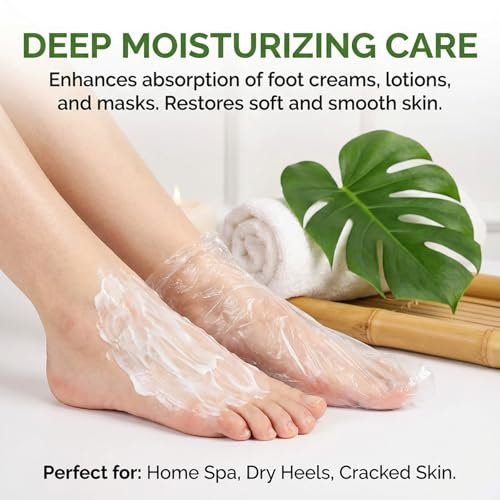 Disposable Plastic Foot Covers for Pedicure & Spa - 100 Pack Clear Paraffin Bath Liners - görsel 12
