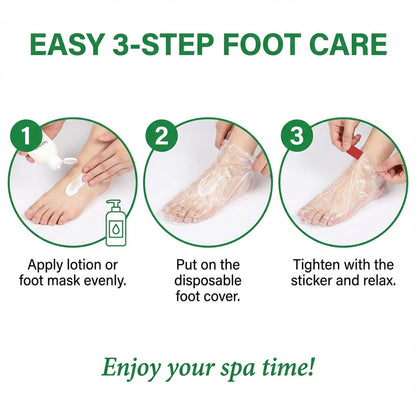 Disposable Plastic Foot Covers for Pedicure & Spa - 100 Pack Clear Paraffin Bath Liners