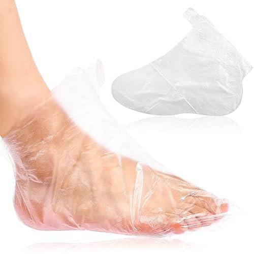 Disposable Plastic Foot Covers for Pedicure & Spa - 100 Pack Clear Paraffin Bath Liners - görsel 2