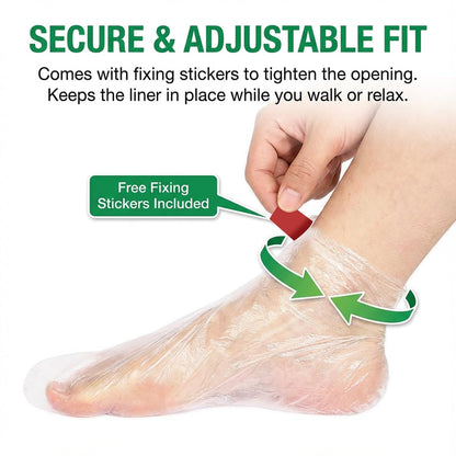 Disposable Plastic Foot Covers for Pedicure & Spa - 100 Pack Clear Paraffin Bath Liners