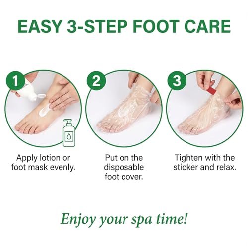 Disposable Plastic Foot Covers for Pedicure & Spa - 100 Pack Clear Paraffin Bath Liners - görsel 8