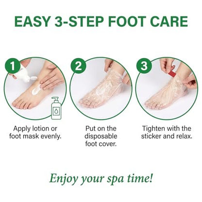 Disposable Plastic Foot Covers for Pedicure & Spa - 100 Pack Clear Paraffin Bath Liners