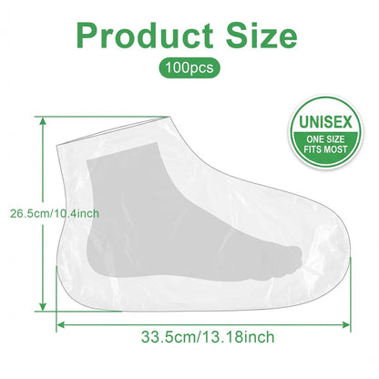 Disposable Plastic Foot Covers for Pedicure & Spa - 100 Pack Clear Paraffin Bath Liners