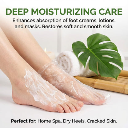 Disposable Plastic Foot Covers for Pedicure & Spa - 100 Pack Clear Paraffin Bath Liners