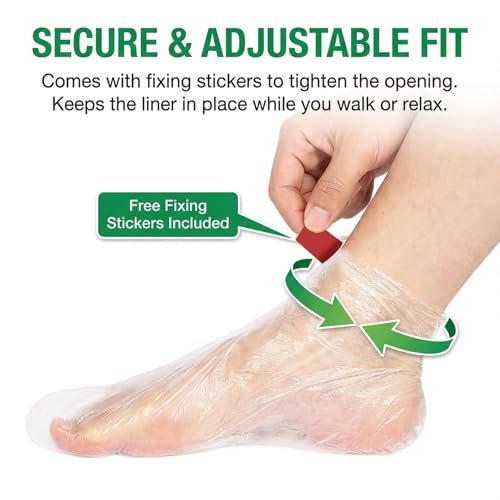 Disposable Plastic Foot Covers for Pedicure & Spa - 100 Pack Clear Paraffin Bath Liners - görsel 6