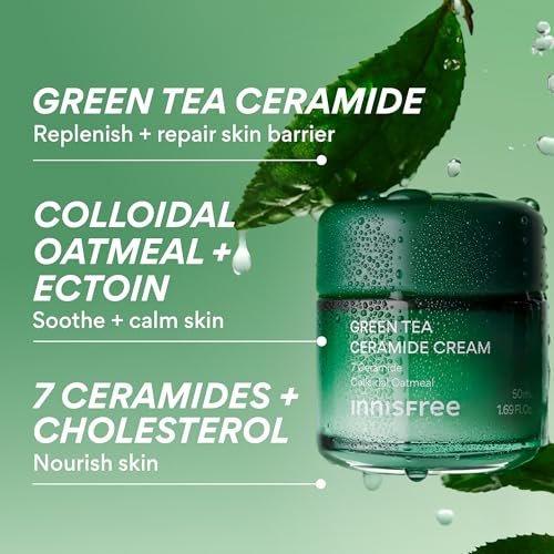 innisfree Green Tea Ceramide Cream – Hydrating Rescue Moisturizer for Dry, Sensitive & Eczema-Prone Skin Avelisse