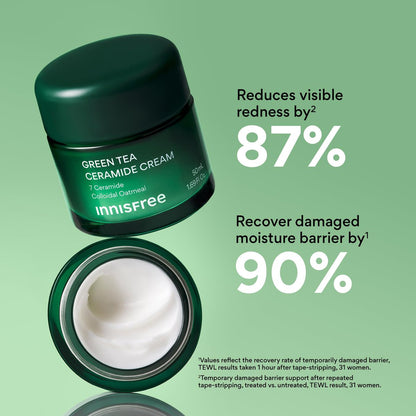 innisfree Green Tea Ceramide Cream – Hydrating Rescue Moisturizer for Dry, Sensitive & Eczema-Prone Skin Avelisse