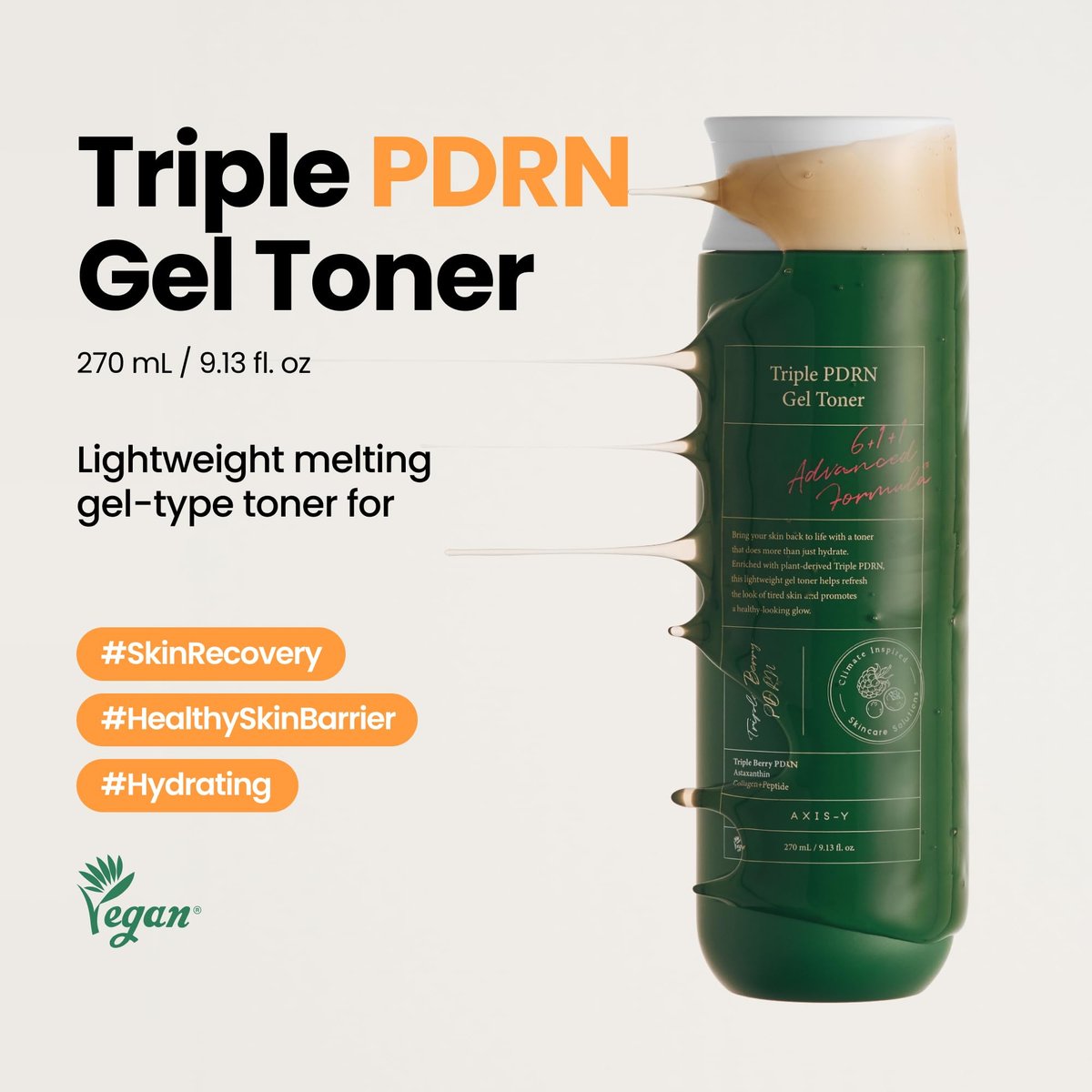 AXIS-Y Triple PDRN Gel Toner – Hydrating Korean Toner with Vegan PDRN, Astaxanthin, Collagen & Peptides – Soothing, Moisture Barrier Repair & Firming Skincare (9.13 fl. oz.) Avelisse