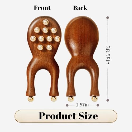 KINTEGOOD Sandalwood Facial Massage Roller with 12 Brass Beads - Wooden Y-Shaped Guasha Tool for Face, Eye, Nose, Ear Meridian Acupoint Massage - görsel 14
