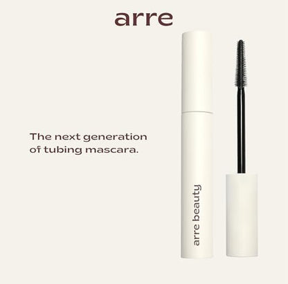 Arre Beauty Tubing Mascara - Lengthening Formula with Peptide Infused Lash Serum - Smudge-Proof, Warm Water Removal, Sensitive Eye Safe - Glossy Jet Black (Ace High) Avelisse