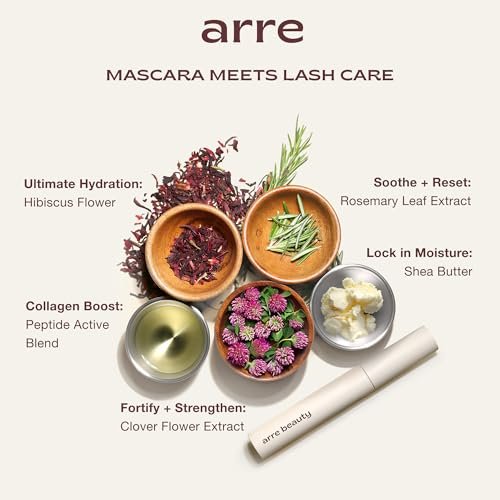 Arre Beauty Tubing Mascara - Lengthening Formula with Peptide Infused Lash Serum - Smudge-Proof, Warm Water Removal, Sensitive Eye Safe - Glossy Jet Black (Ace High) Avelisse